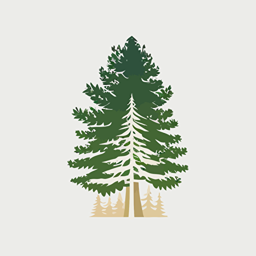Vector Simple forest pine tree logo, white background, no text