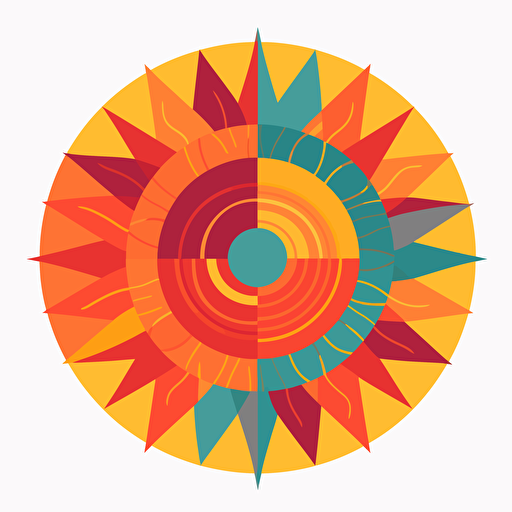 sun vector illustration, vibrant colors, simple,