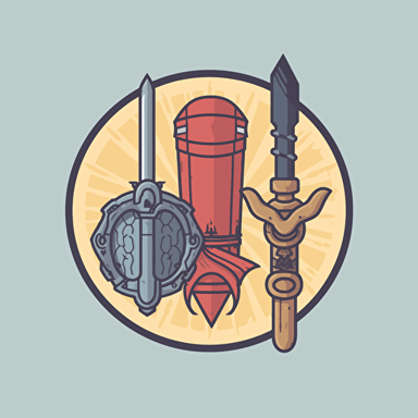 a simple vector logo featuring iconic early JRPG items
