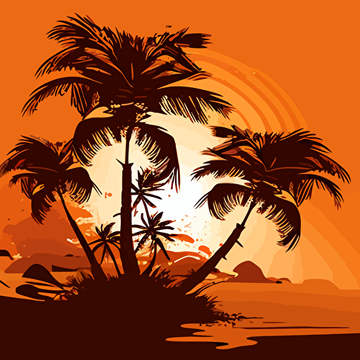 palms, beach, vector,