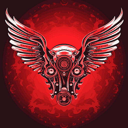 Logo art, "Festival" name, motorcycle and wings concept, vector, red colors.