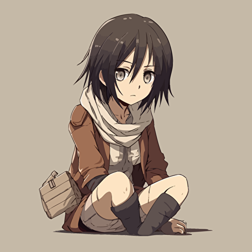 Mikasa Ackerman, anime attack of the titans, vector, cute, kawai