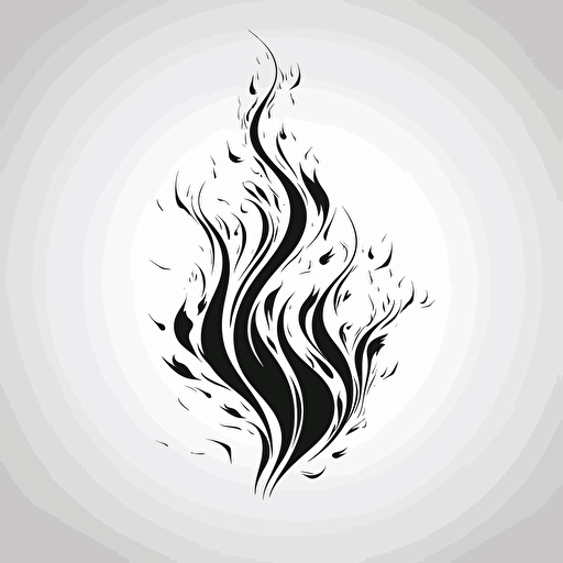 vector flame, black and white, white background