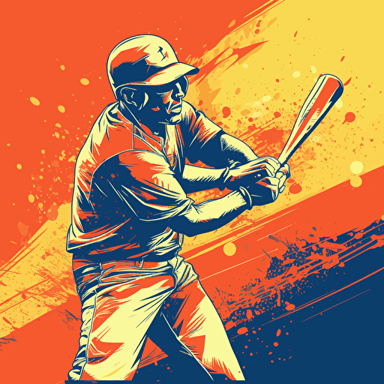 Vector illustration of The moment a baseball player swings and hits the ball, in vivid details and in vivid colors.