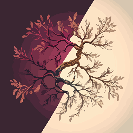 vector two branches intertwine and merge into one branch