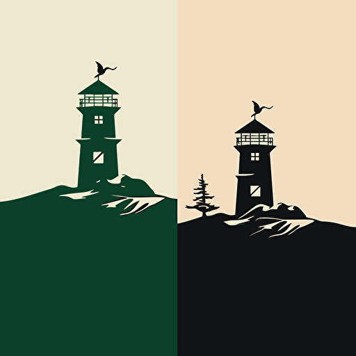 logo vector, watch tower in hill, minimalist, two colors