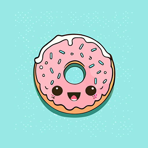 cute doughnut kawaii style, vector, clipart, cute facial expression