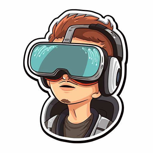 /imagine man in VR : sticker,illustration ,vector ,cartoon style