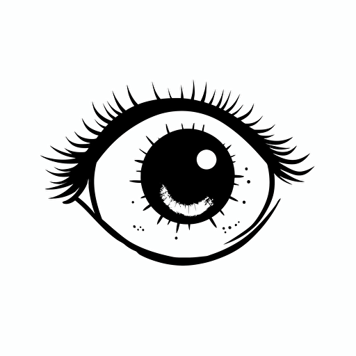 a basic, minimalistic eye from an oldschool. kids cartoon, vector black, background white