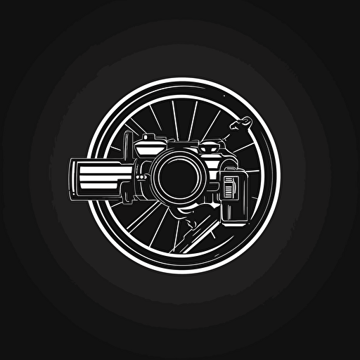 a camera lens fussed with a gun sight , logo style , game logo. modern, vector.