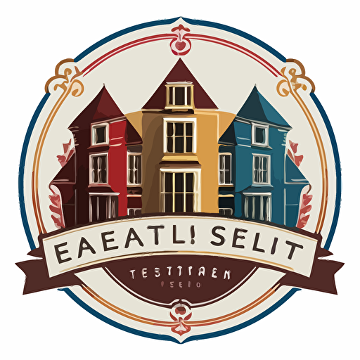 vector logo of a UK estate, 3 colors, on a white background with