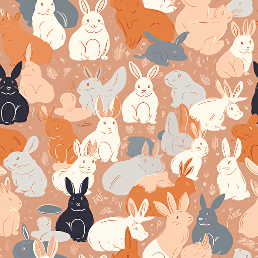 vector art of bunnies of various types and colors