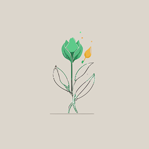 flat design vector minimalistic logo for Green Tulip project, combine symbol of tulip with symbol of science, don’t add text to the design