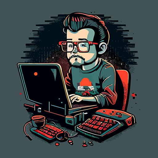 vector art simple computer nerd
