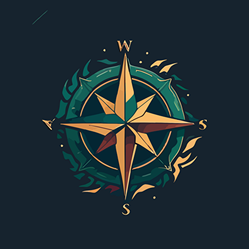 simple logo for wind rose, vector flat, PNG, SVG, flat shading, solid background, mascot, logo, vector illustration, masterwork, 2D, simple, illustrator