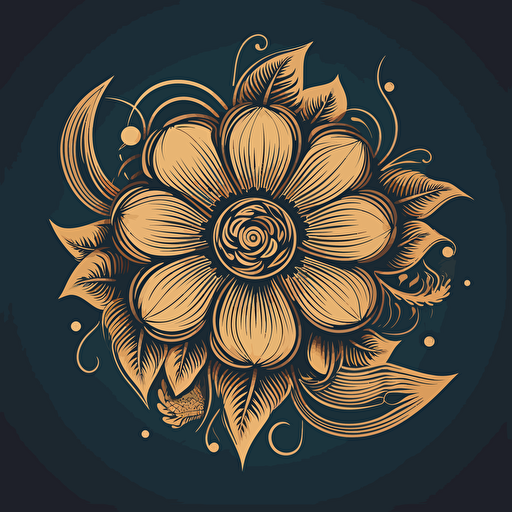 vector logo flower, high details