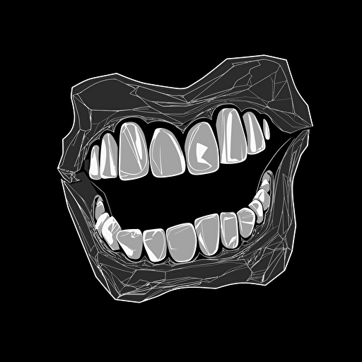 sticker, piece of gum, strong jaw, contour, vector, black background