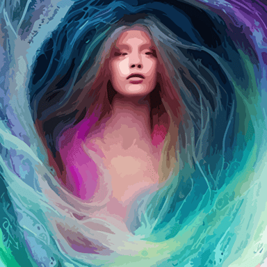 stunning young ethereal figure delicately positioned entwined vibrant fluid hues drawn spaghettified blackhole fantasy hyperrealism 4k volumetric lighting dimensions spaghettification digitally transformed world user interface design 3d modeling artstation illustration transportation design art andrew chiampo frederik heyman jonathan zawada