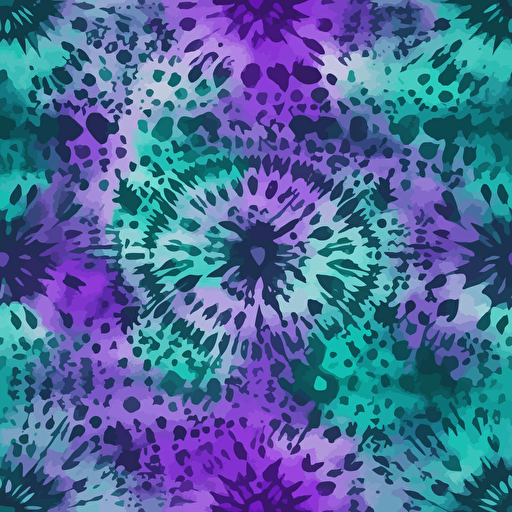 tie dye digital paper pattern in purple, petrol and green; vector seamless background,