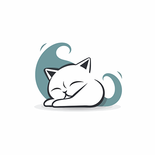 Cat, simple minimalist vectorized logo, cute, Flat style. white background