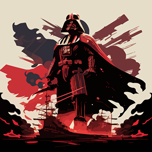 scene from the movie Star Wars: Darth Vader storms the ship, clear background, by vector style