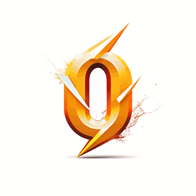 flat vector of the letter q with a lightning lightning where all the edges are smooth with a white background