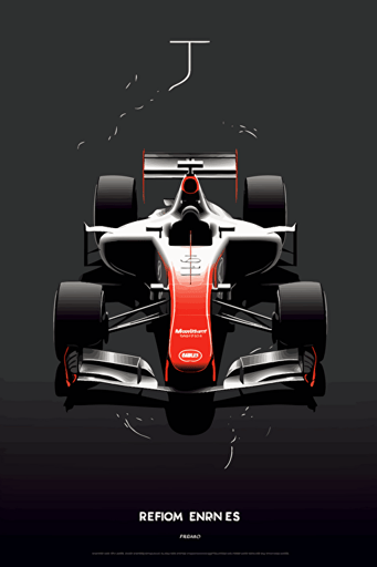 minimalist poster of a formula one car, vector,