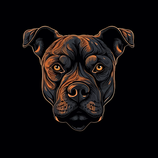 Cute pitbull animed, vector logo, high coloring, black background