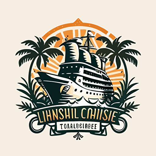 tropical cruise logo, simple vector style