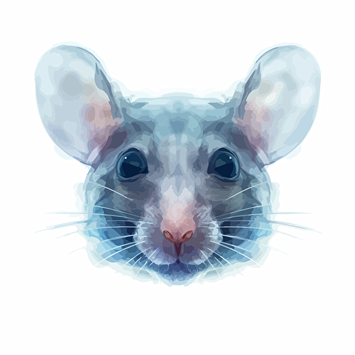 a laboratory mouse vector art, the top of the mouse head has an opening of the skin, the brain is exposed and visible from the top of the head. the brain is white and transparent and the brain looks like it is made from transparent gel