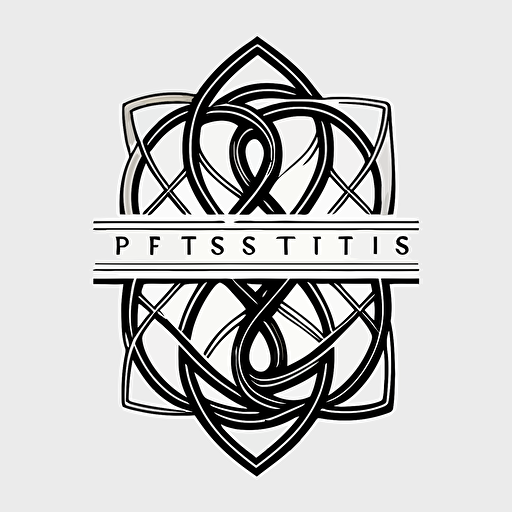 logo two intertwined Ps, black outline style, flat vector, serif font