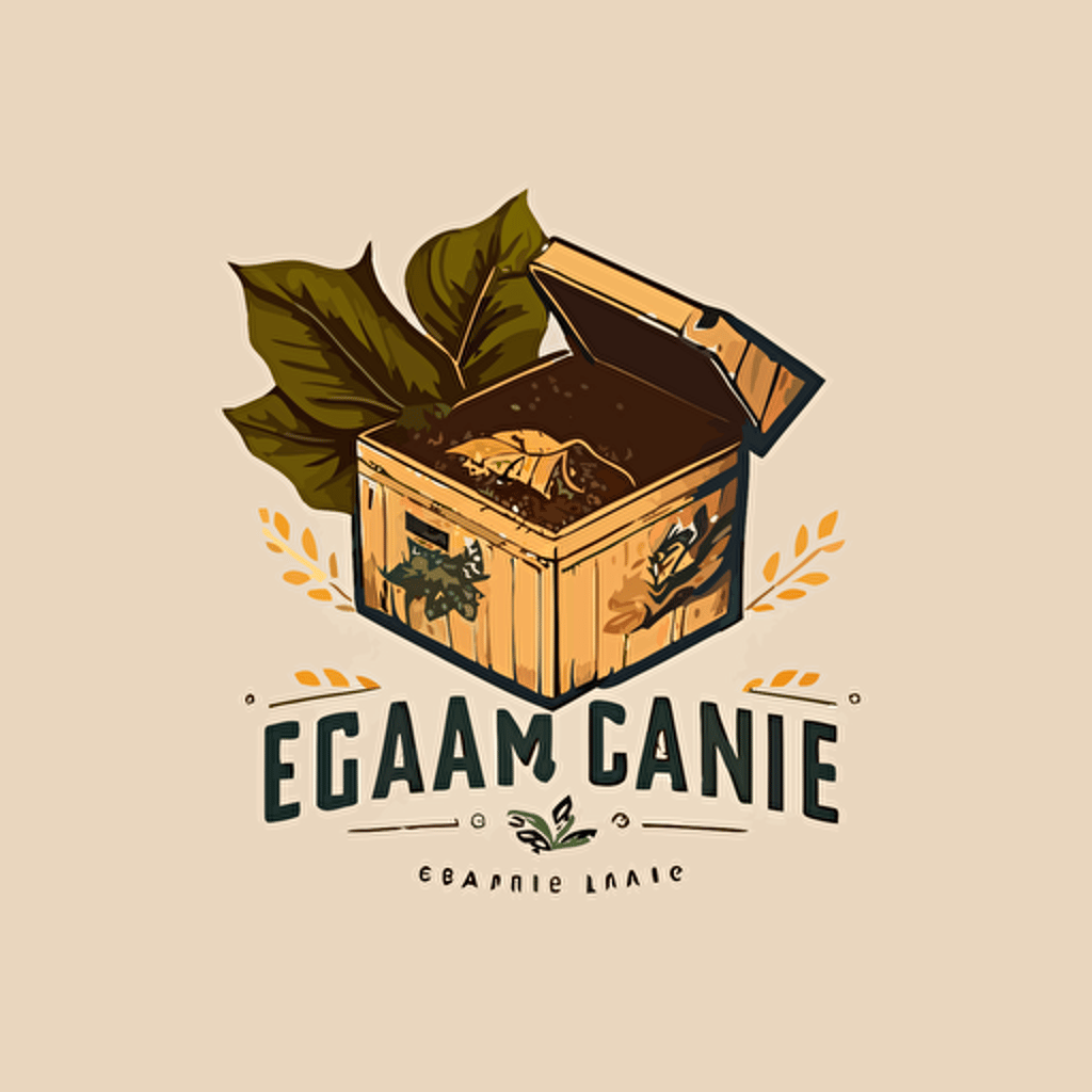 a vector logo for a composting service that includes a leaf and a box