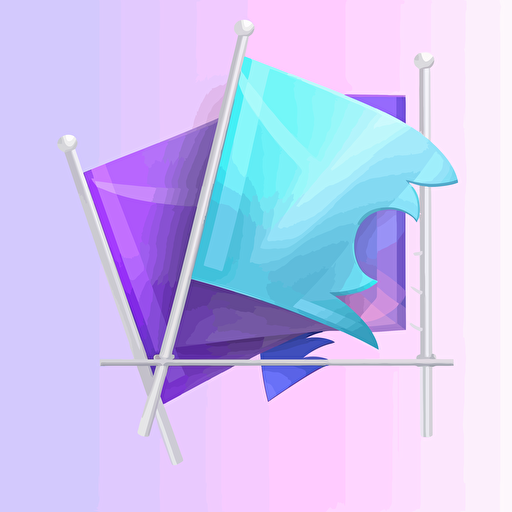 web page logo two plain rectangular flags sky-blue and purple in opossite directions vector style