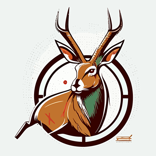 adorable Jackalope with big horns at shooting range, vector logo, vector art, 2d, simple cartoon, saturated, white background