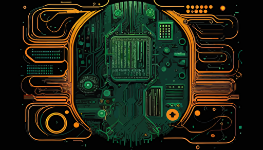 artificial intelligence, technology, circuits, high tech, flat vector