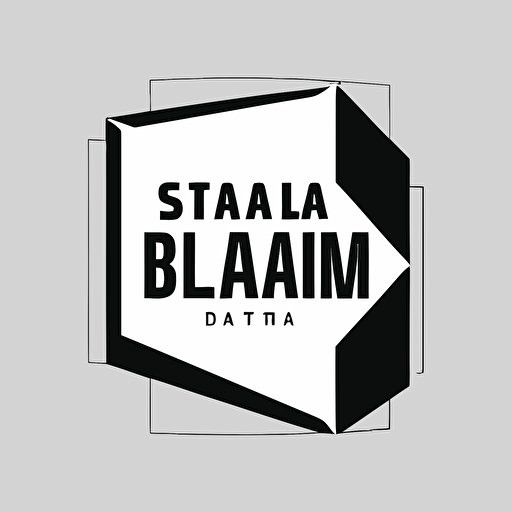 flat, vector, black and white, square, solid shapes logo with brand name Diorama