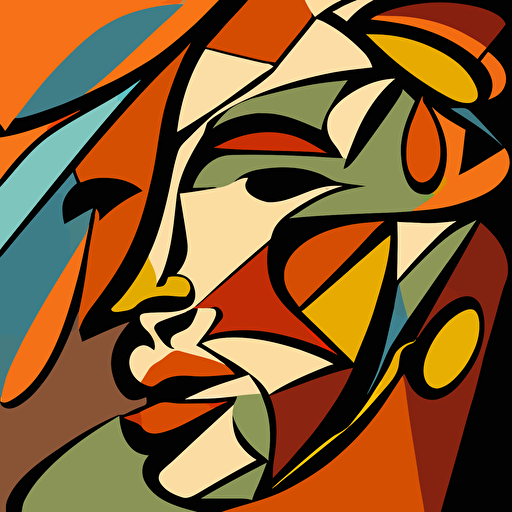 abstract face, cartoon, vector, 4:5
