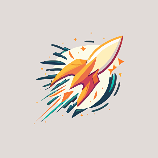 flat design rocket logo with phoenix wings. simple design. vector design.