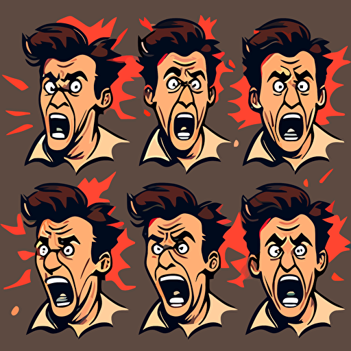 vector of surprised man animated. Exaggerating expressions.