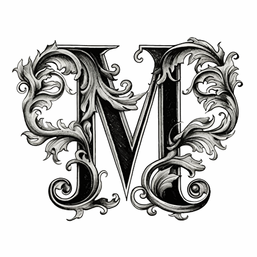 vector initials T and M simple black script