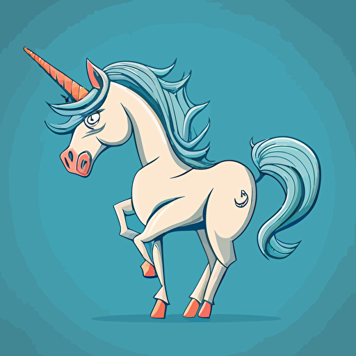 Simplified representation. funny unicorn. caricature 2D. vector art style. anime