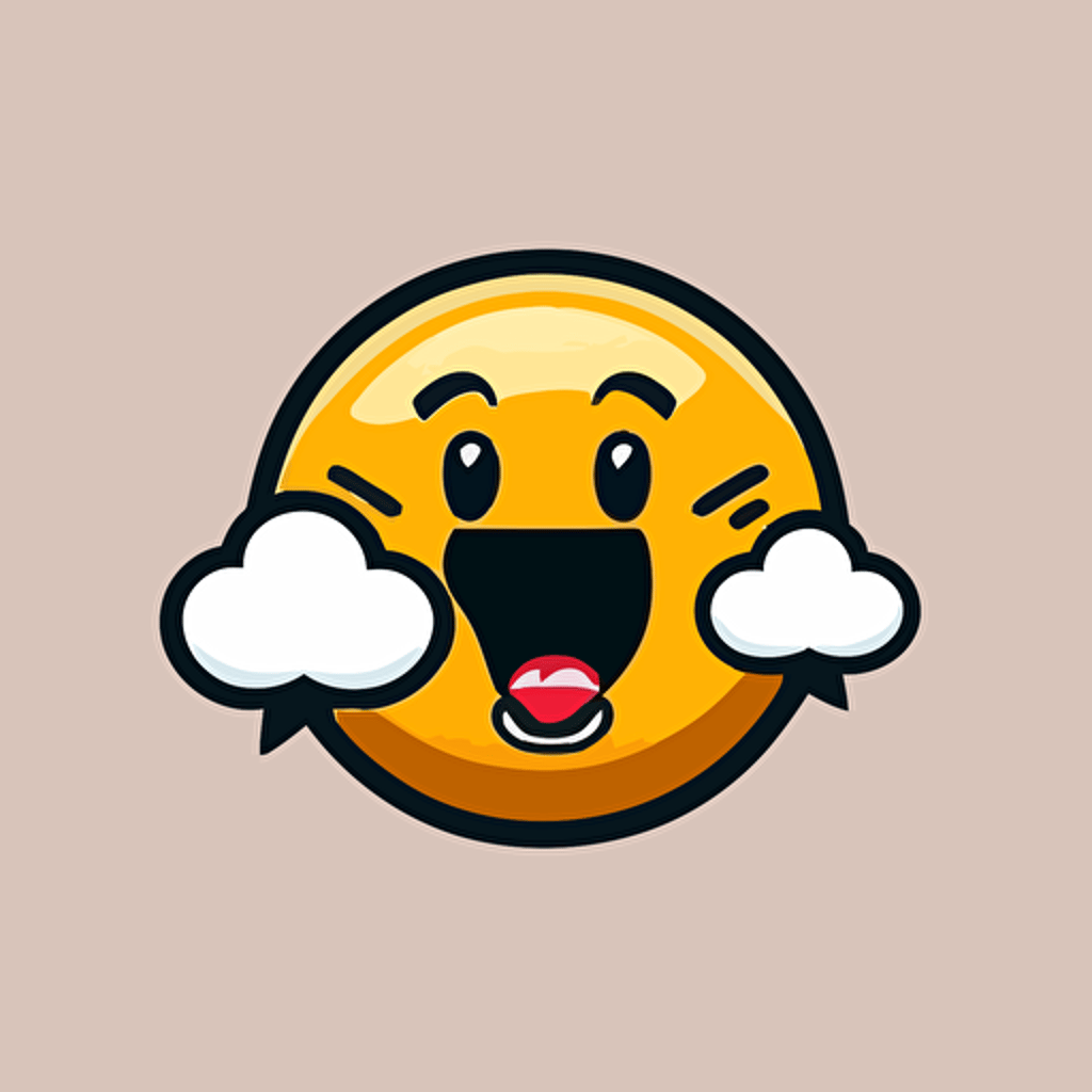 a sports mascot logo of a smiling emoji blowing kisses, simple, vector