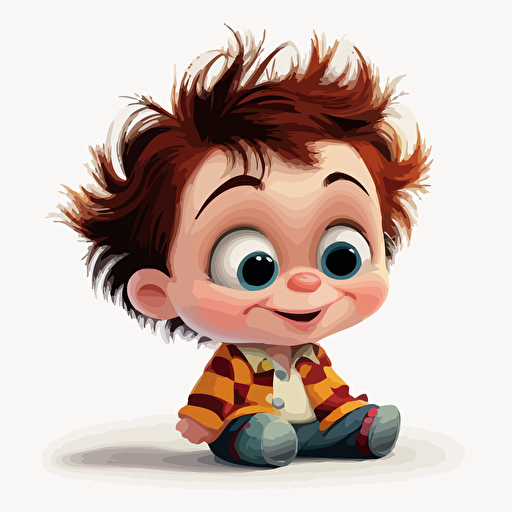A saturated colorfull baby fur harry potter, goofy looking, smiling, white background, vector art , pixar style