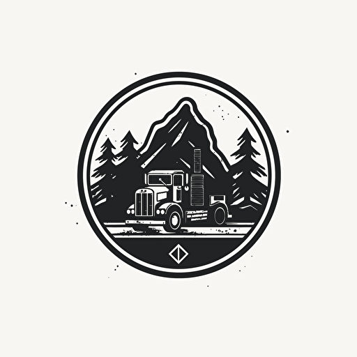 a logo for a logging and excavation company, road and tree shapes, vector silhouette, dribbble, behance, simple