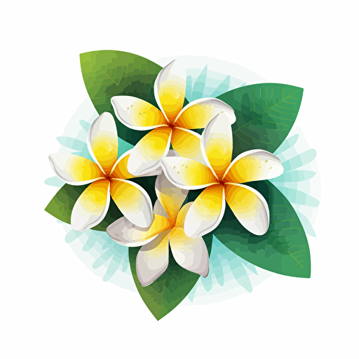 flat design, vector illustration, frangipani flowers, white background
