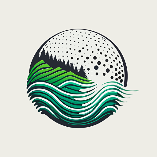 vector image of river flowing through golf ball sleek minimal modern logo
