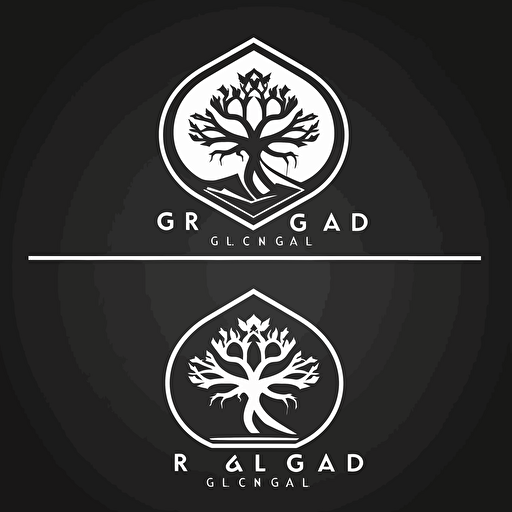 Iggdrasil digital stylized vector logo for university, streamlined design, monochromatic, minimalist