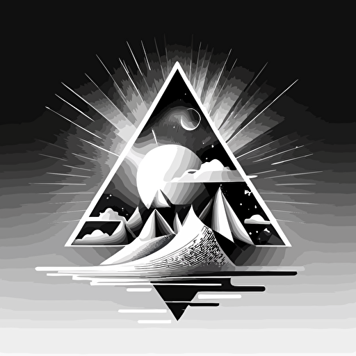 create a logo for me for that incorporates a prism and the sky with digital data flowing in and out of the prism in an easy flat vector style black and white