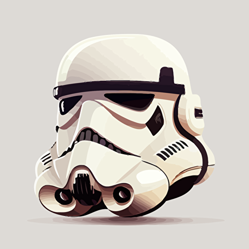 A female stormtrooper, goofy looking, smiling, minimalistic, flat light, white background, vector art , pixar style