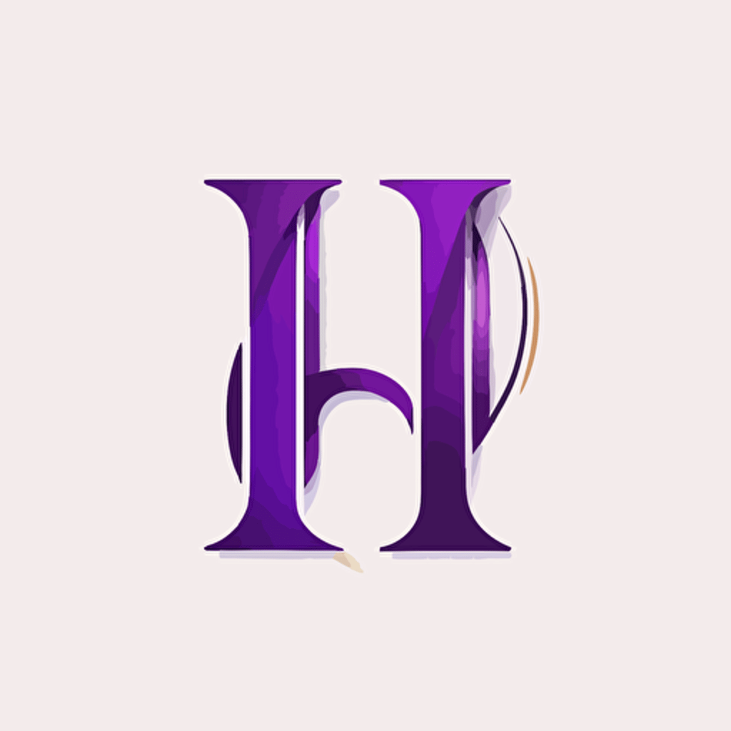 Lettermark logo of 'H', High quality logo design, Vector, Minimal, white background, transparent background, purple color, super simple, illustration
